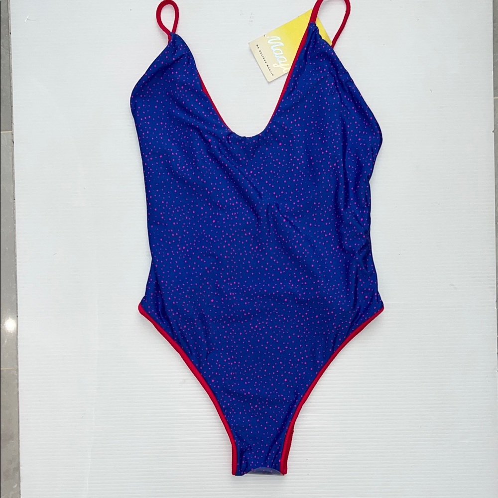 Maaji Blue and Red Women's One Piece Swimsuit Reversible Size Medium